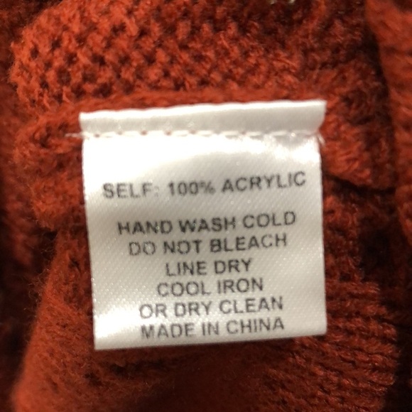 Fashion Nova Midi Dress Size Medium Burnt Orange Cable Knit Strapless Bodycon - Picture 6 of 8